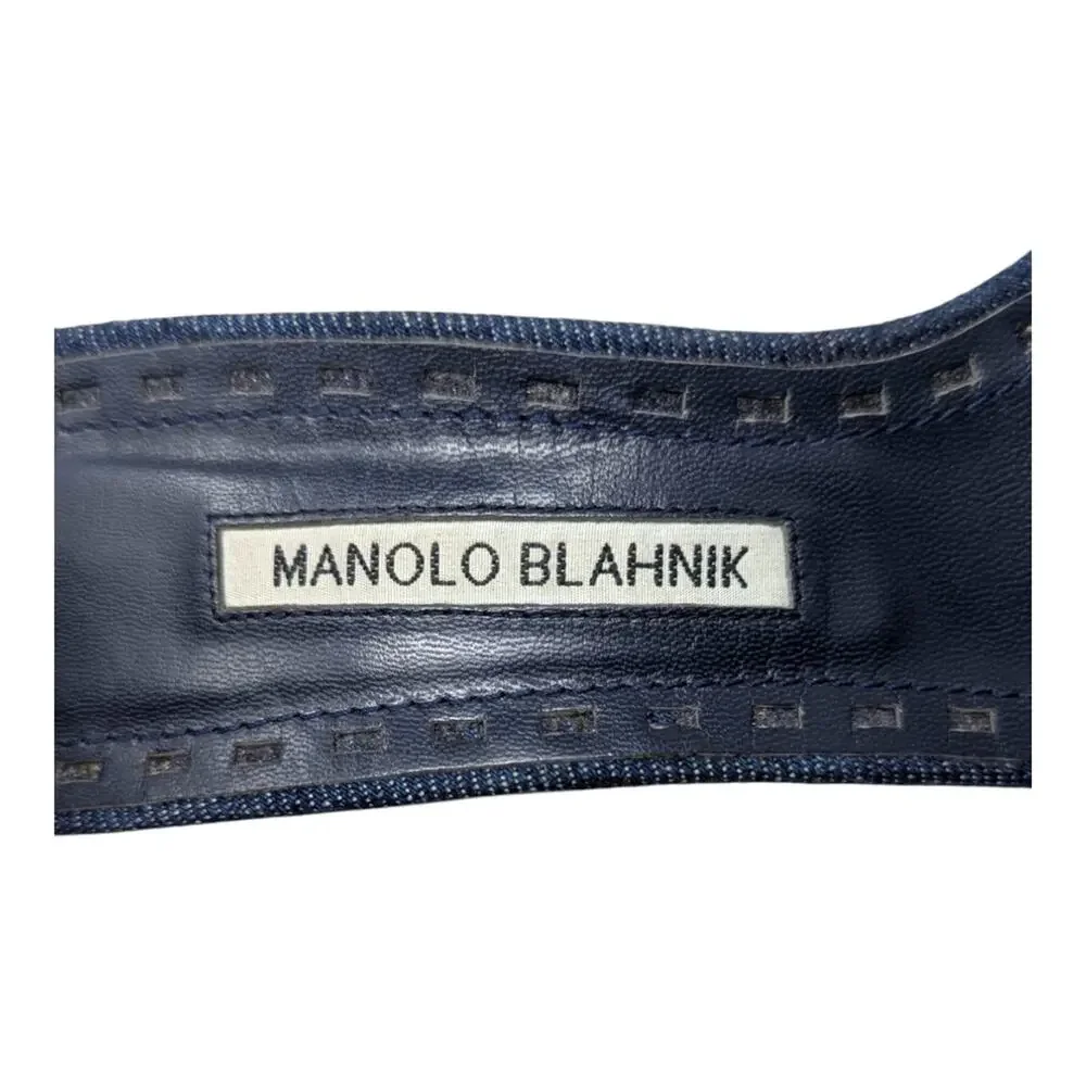 Manolo Blahnik x Rihanna limited edition Rih-Vi strappy crystal sandal denim 40